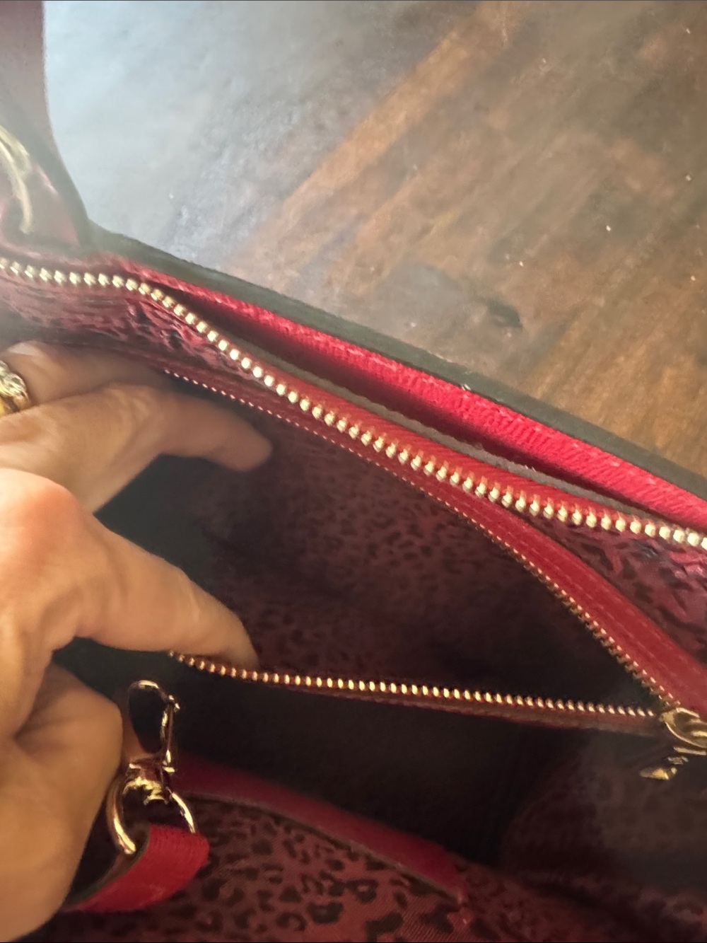 Longchamp Red Leather Satchel Tote with Detachable Strap - Picture 6 of 10